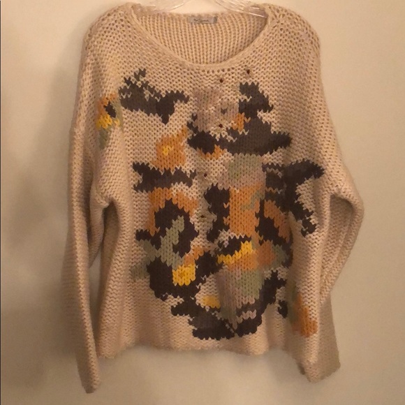 NWOT ANTHROPOLOGIE Mes Demoiselle Embroidered Hand-knit Floral Motif Sweater - Picture 4 of 8
